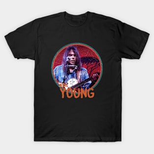 neil young portrait quotes art 90s style retro vintage 80s T-Shirt